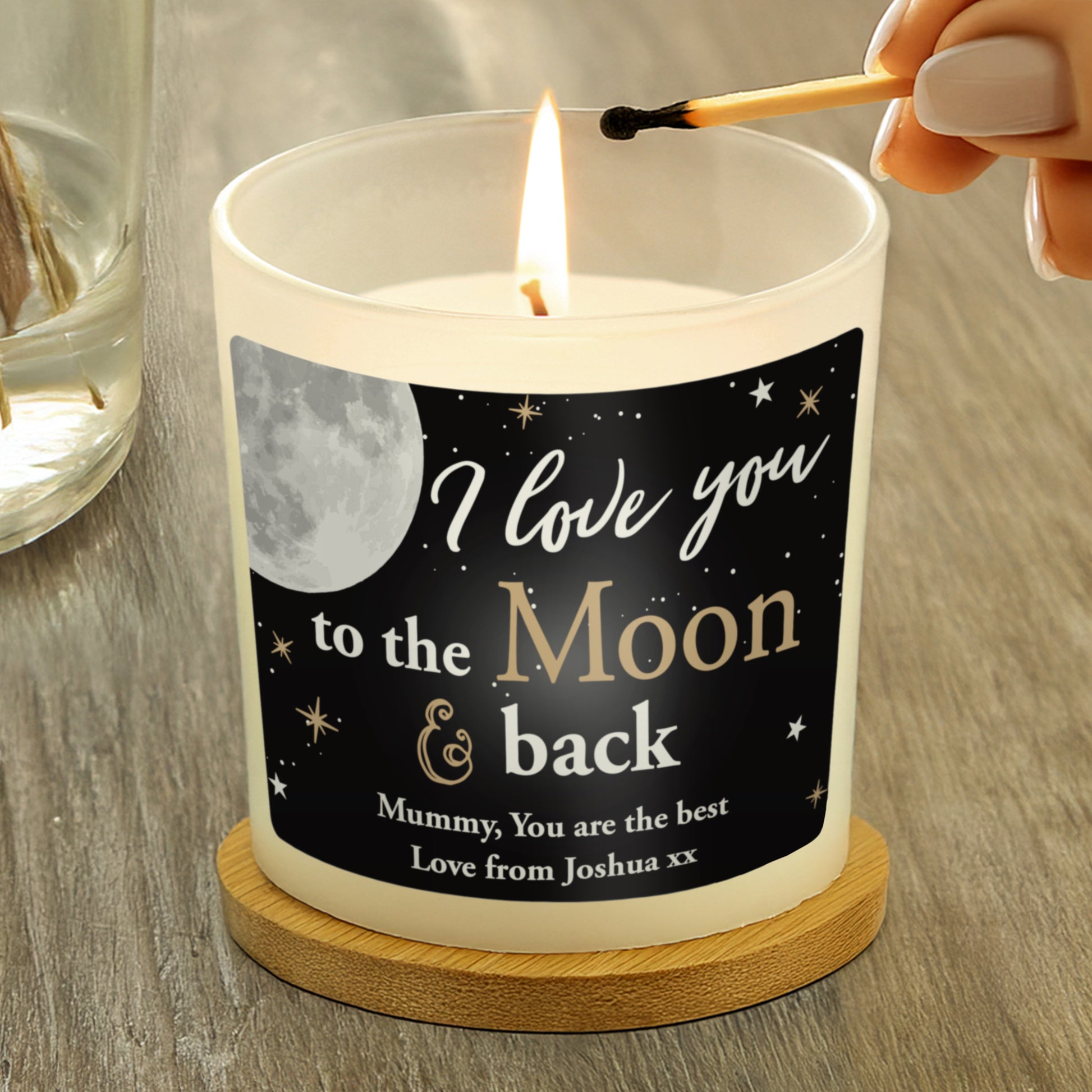 Personalised Moon & Back Scented Jar Candle - MK&JD Gifts