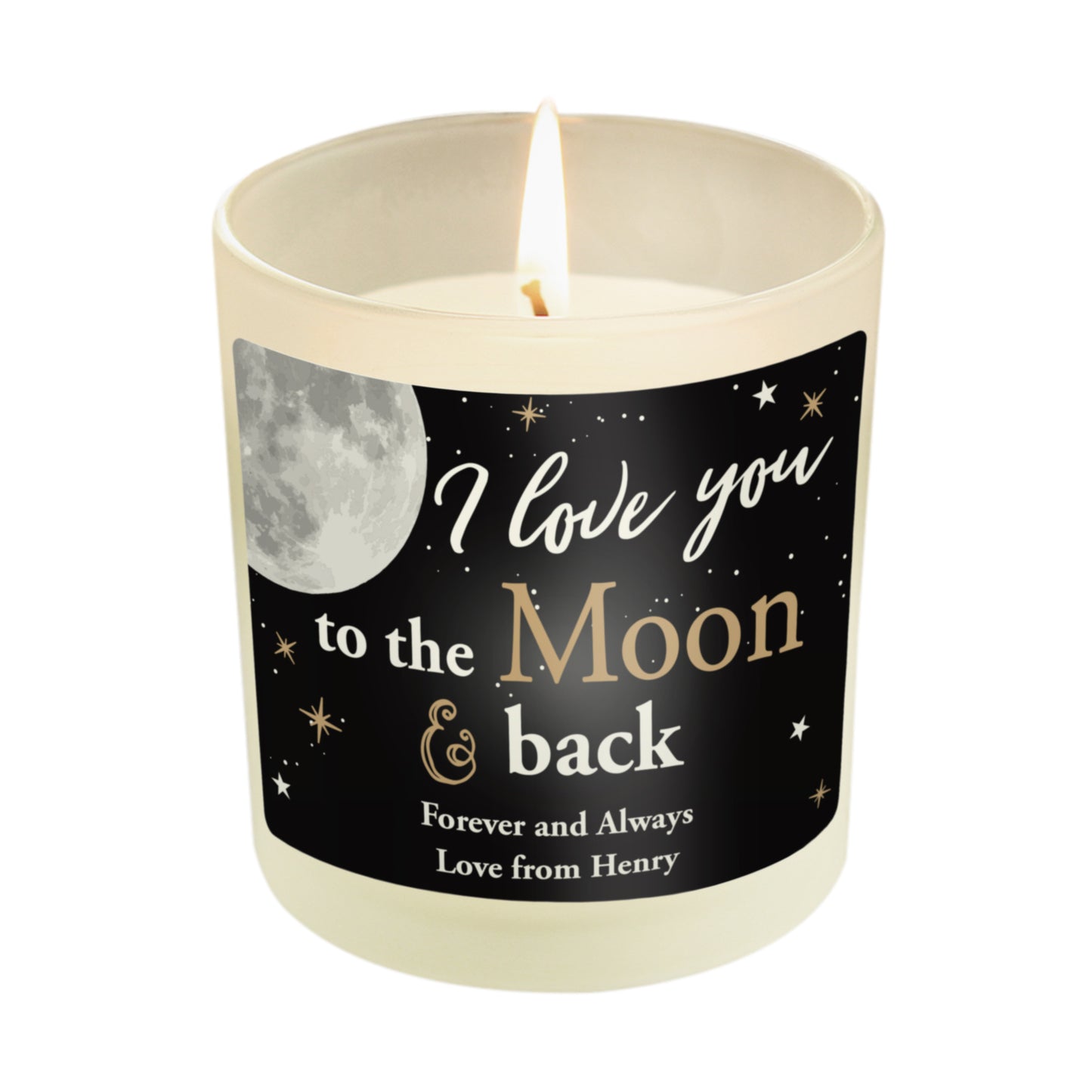Personalised Moon & Back Scented Jar Candle - MK&JD Gifts