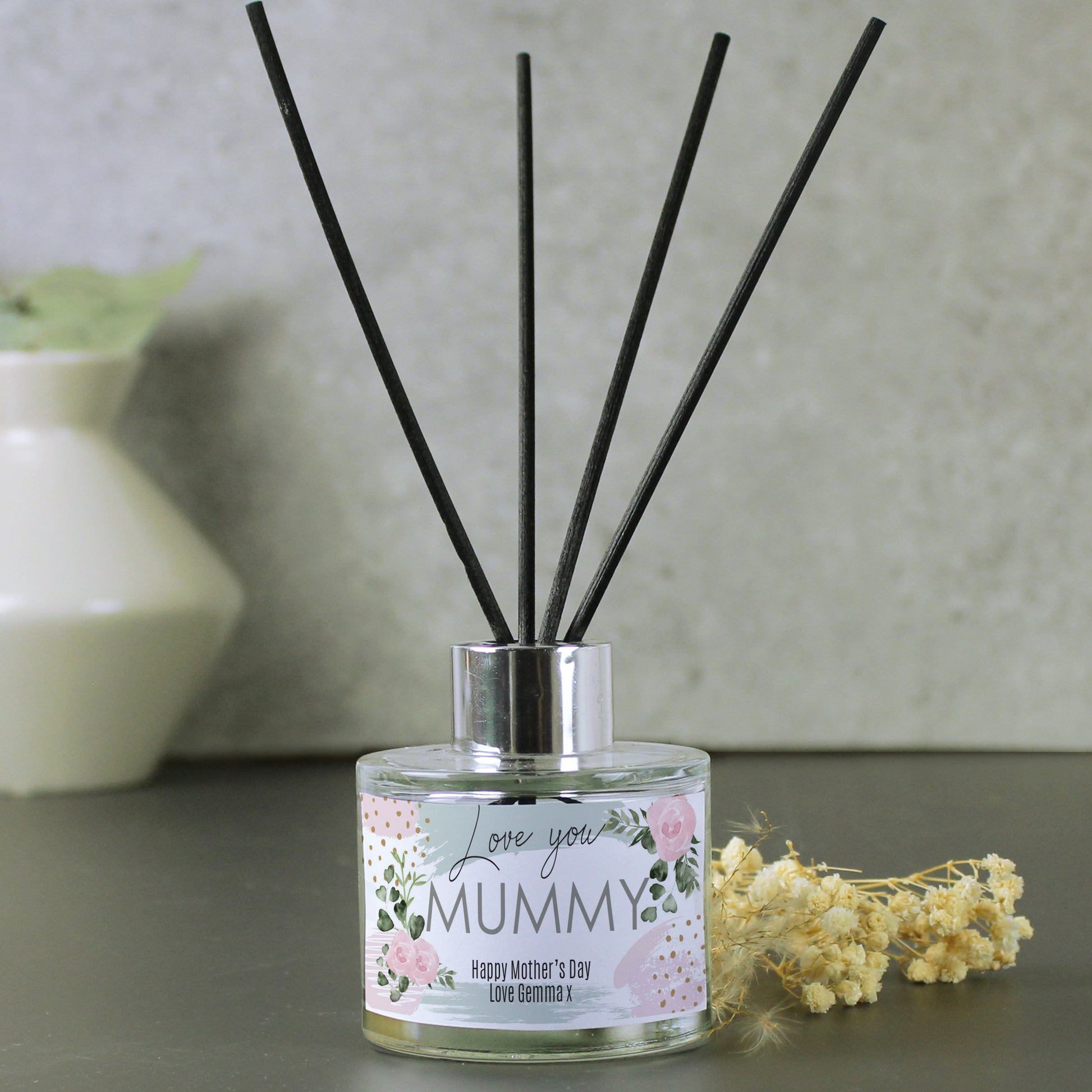 Personalised Abstract Rose Reed Diffuser - MK&JD Gifts