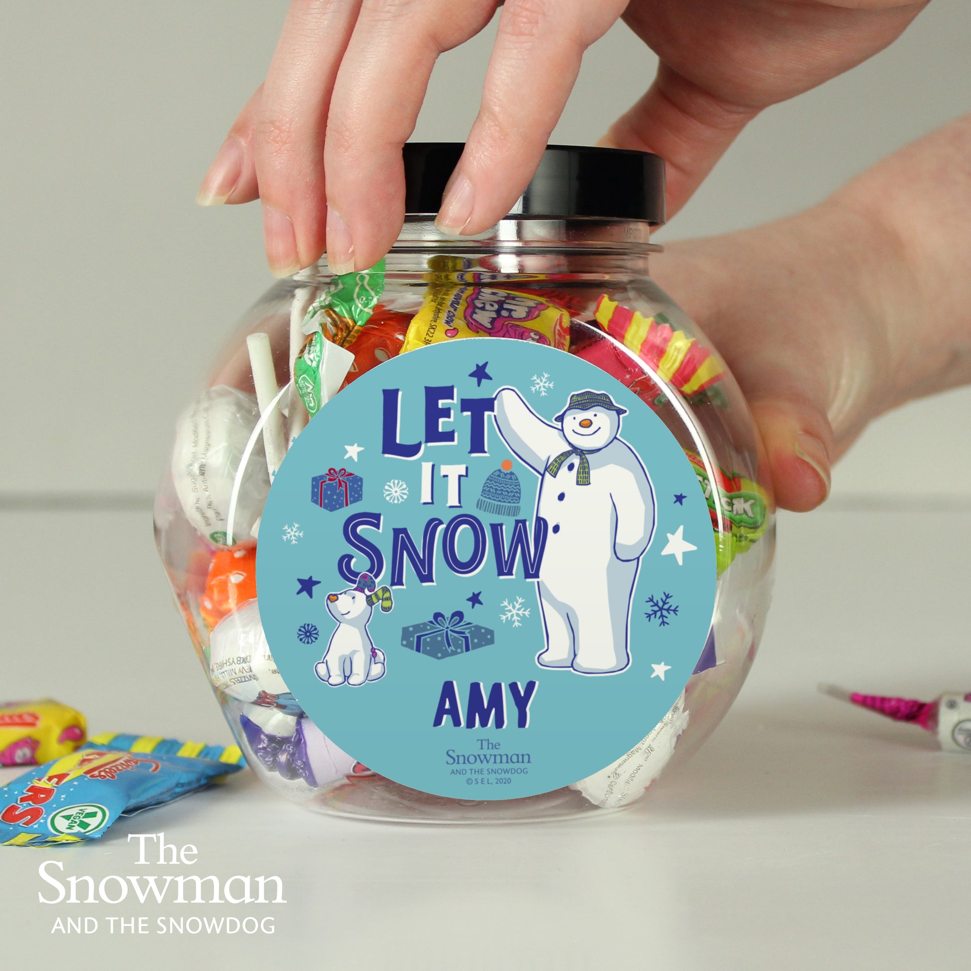 Personalised The Snowman and the Snowdog Sweet Jar - MK&JD Gifts
