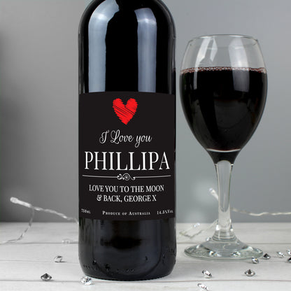 Personalised Heart Red Wine - MK&JD Gifts