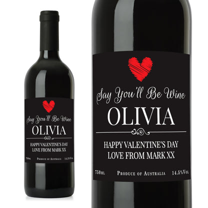 Personalised Heart Red Wine - MK&JD Gifts