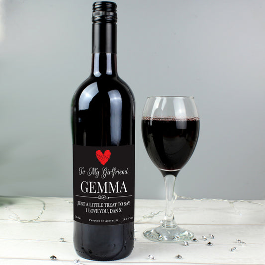 Personalised Heart Red Wine - MK&JD Gifts