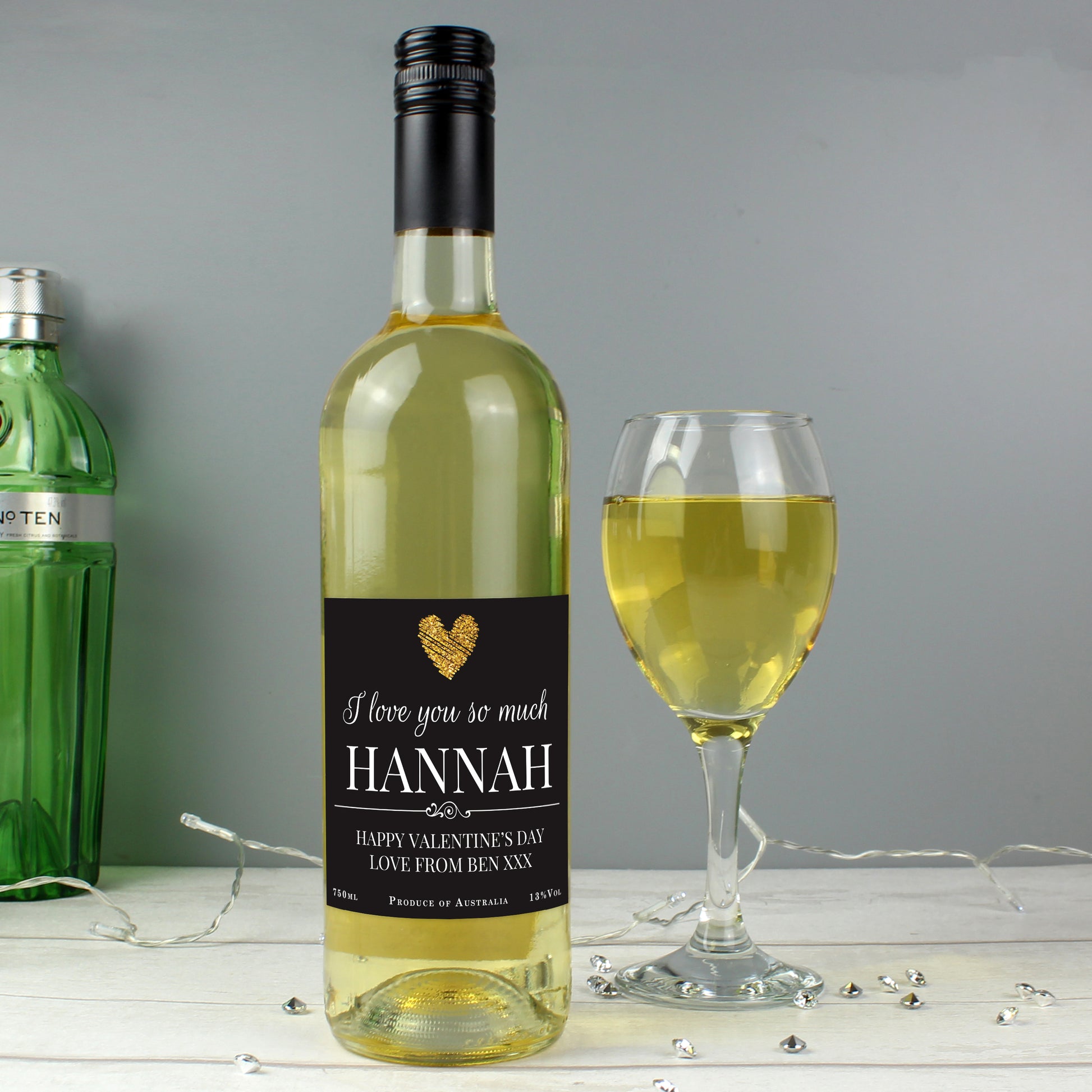 Personalised Heart White Wine - MK&JD Gifts