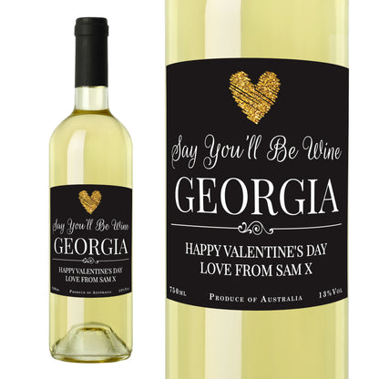 Personalised Heart White Wine - MK&JD Gifts