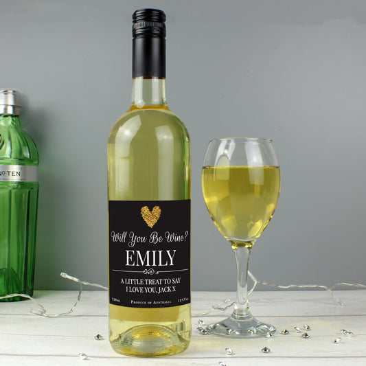 Personalised Heart White Wine - MK&JD Gifts