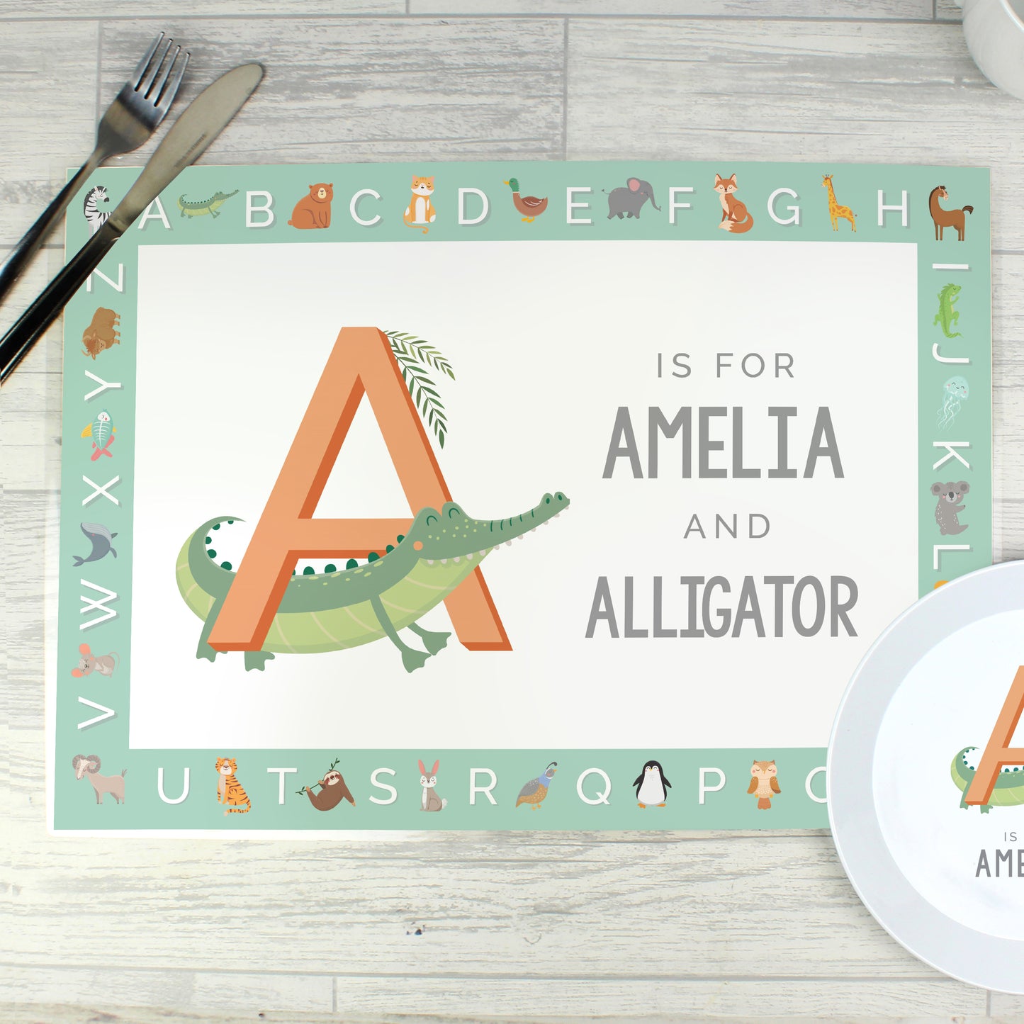 Personalised Animal Alphabet Placemat - MK&JD Gifts