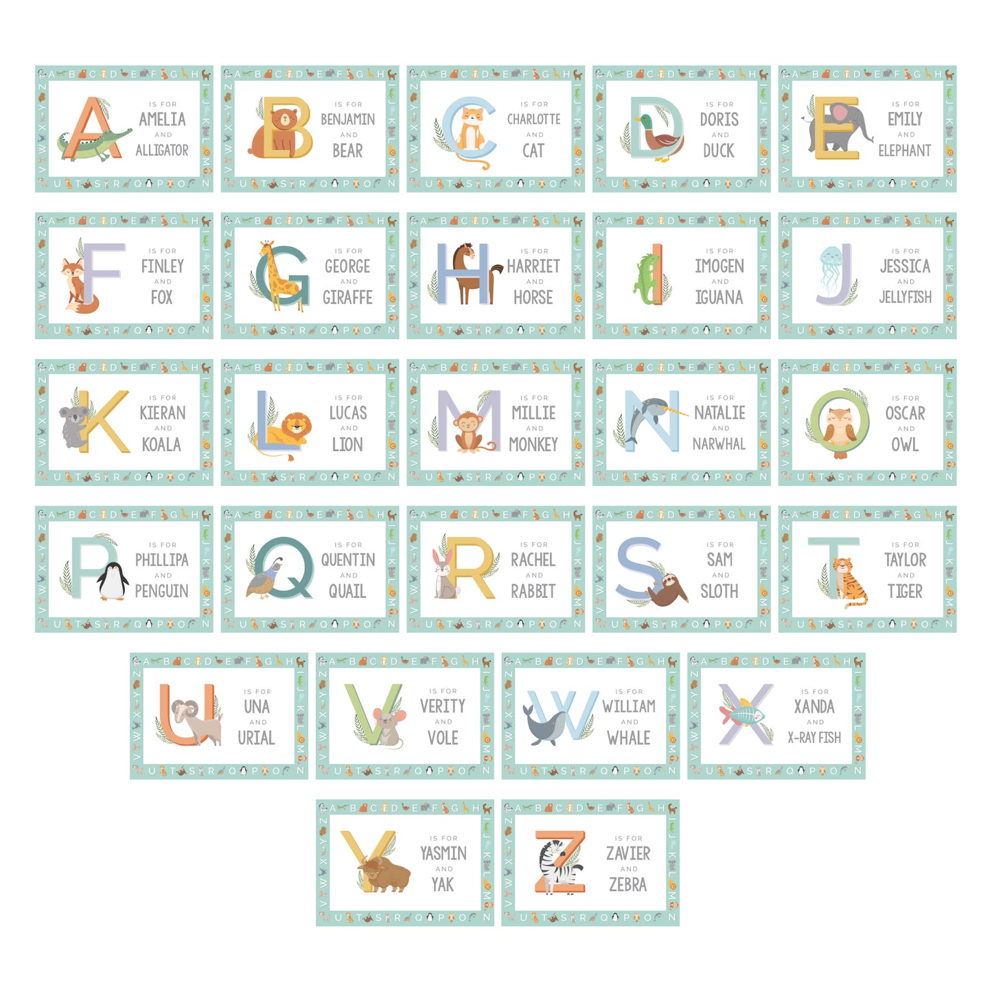 Personalised Animal Alphabet Placemat - MK&JD Gifts
