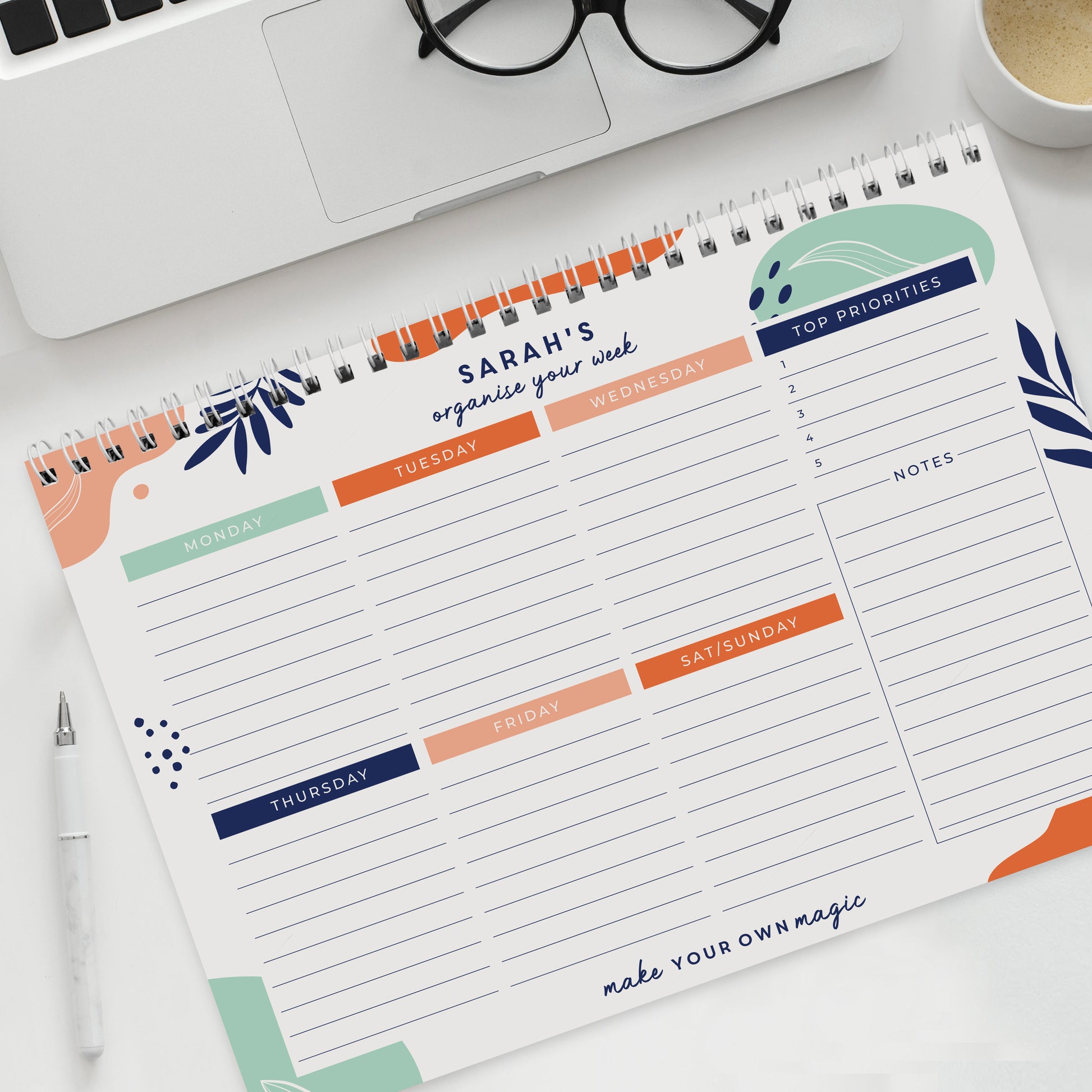 Personalised Tropical A4 Desk Planner - MK&JD Gifts