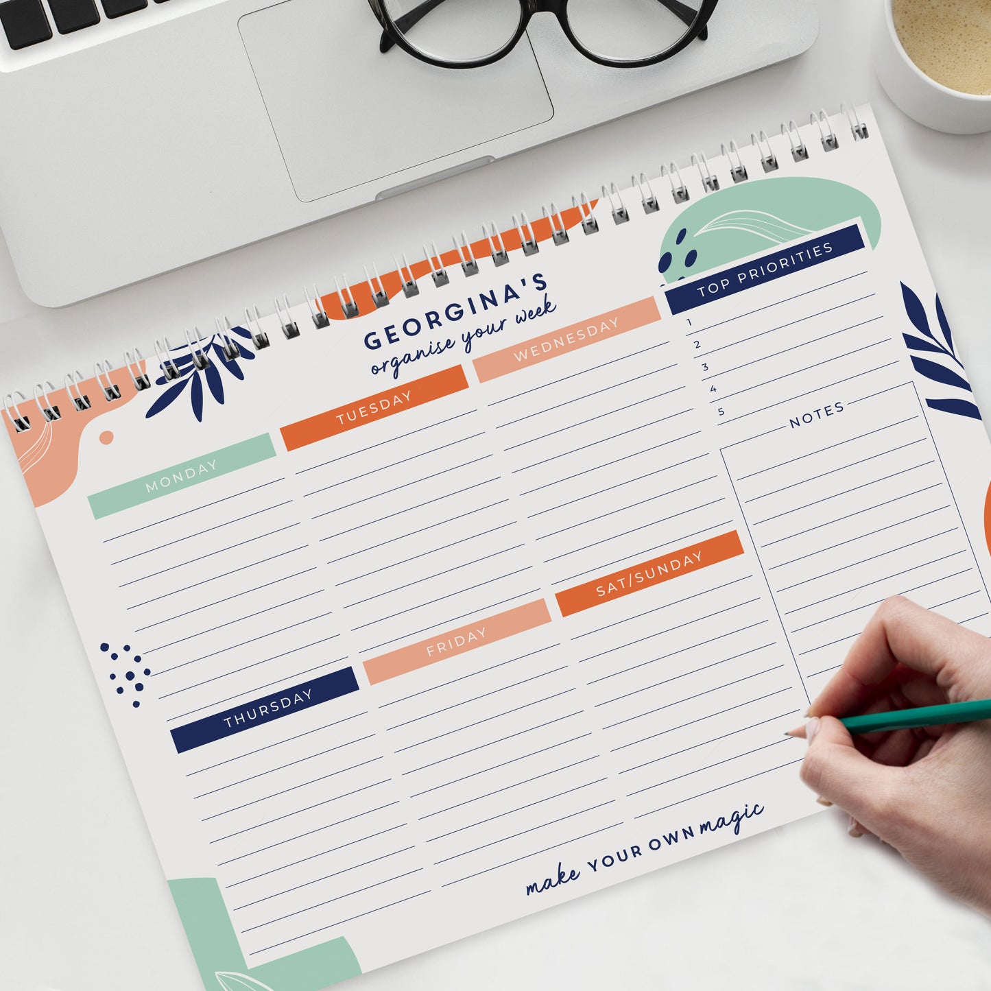 Personalised Tropical A4 Desk Planner - MK&JD Gifts