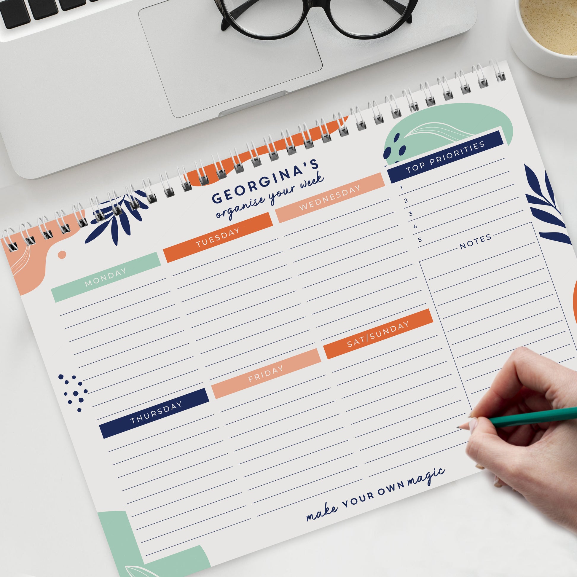Personalised Tropical A4 Desk Planner - MK&JD Gifts