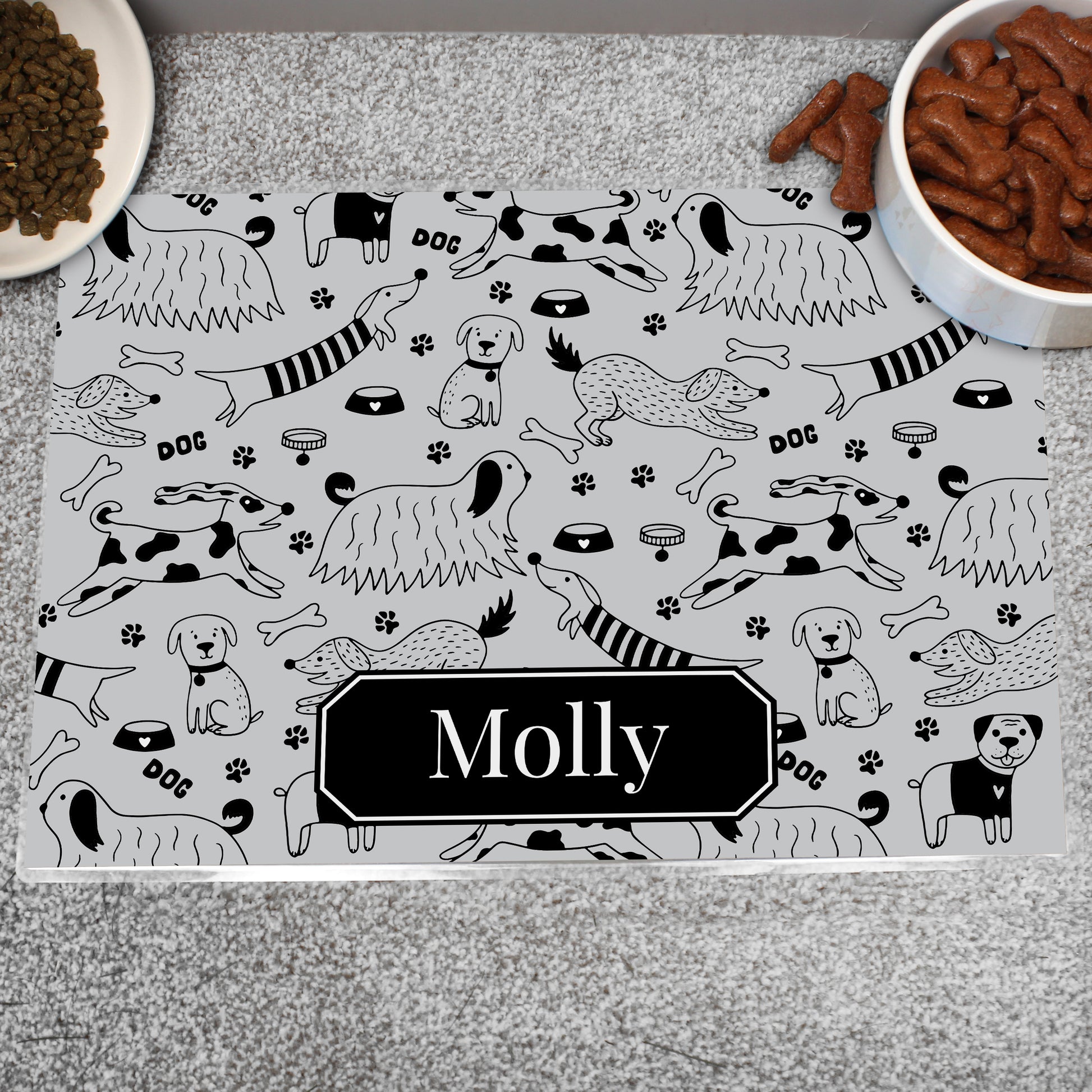 Personalised Dog Print Pet Bowl Mat - MK&JD Gifts
