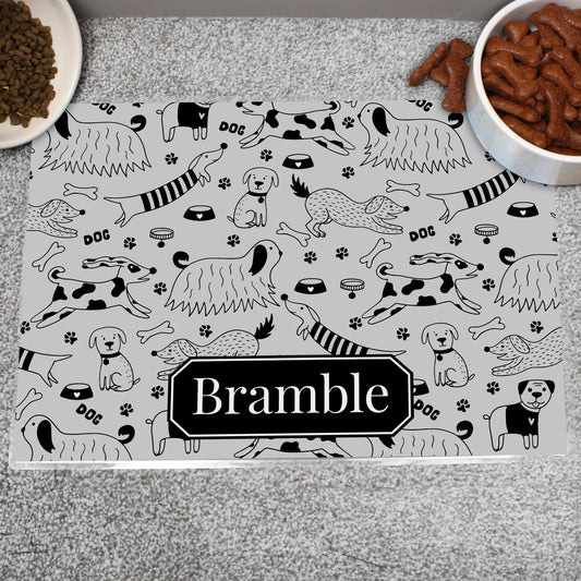 Personalised Dog Print Pet Bowl Mat - MK&JD Gifts