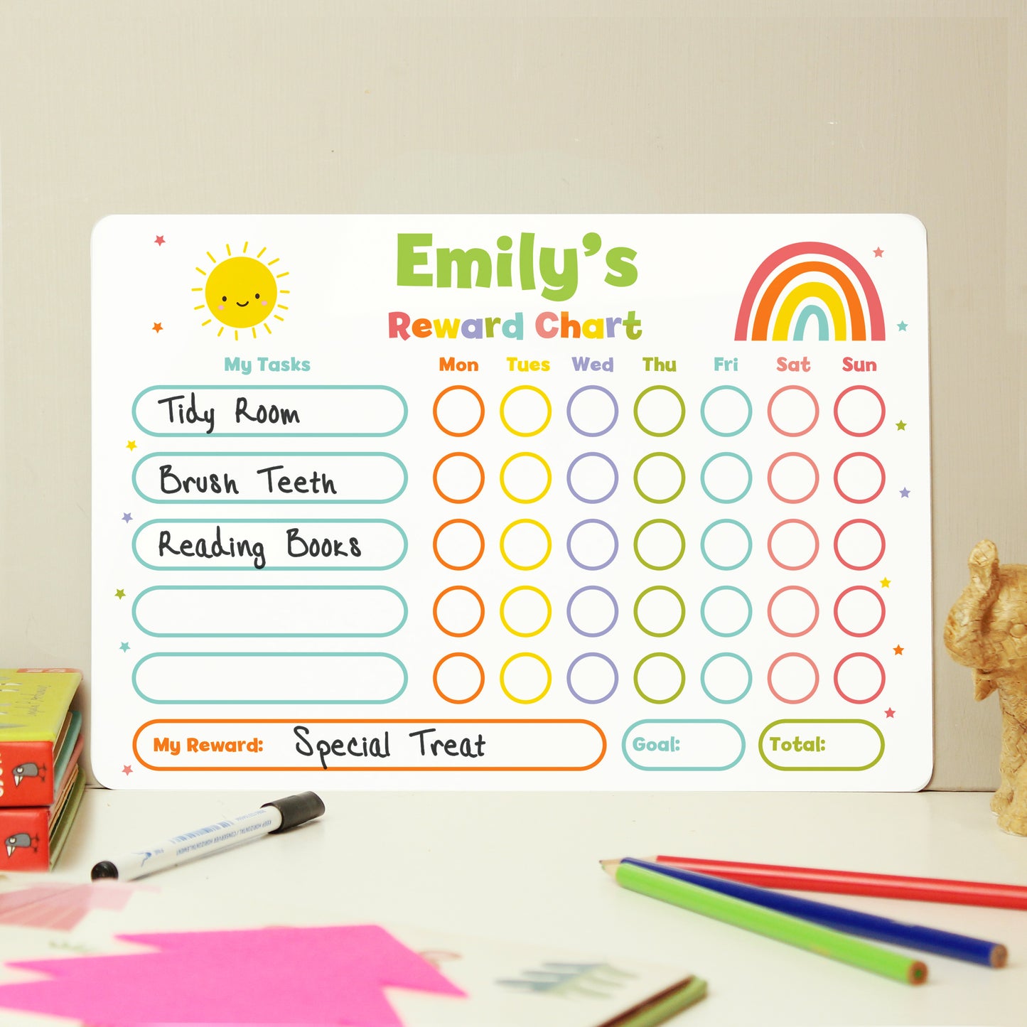 Personalised Rewards Chart & Dry Wipe Pen - MK&JD Gifts