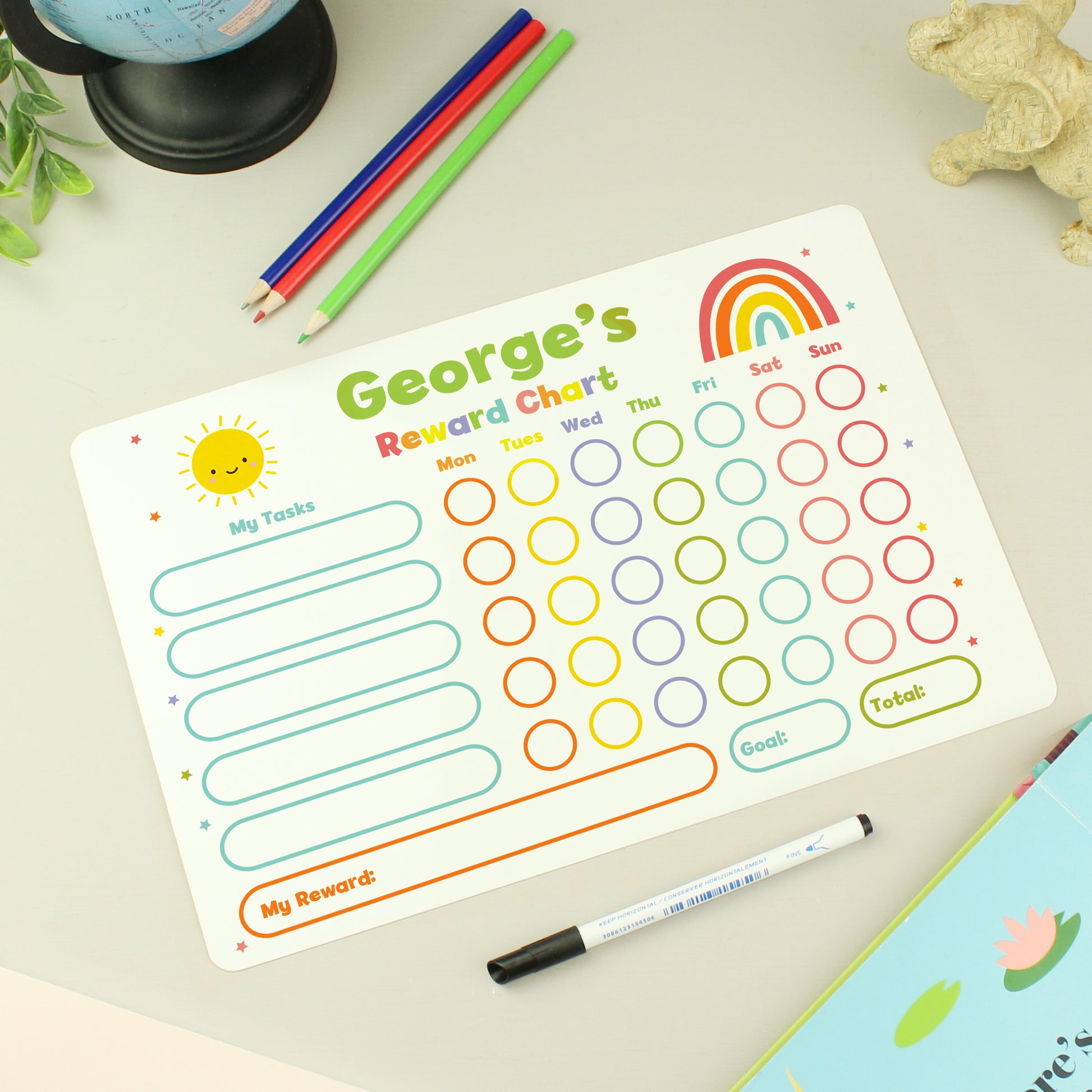 Personalised Rewards Chart & Dry Wipe Pen - MK&JD Gifts