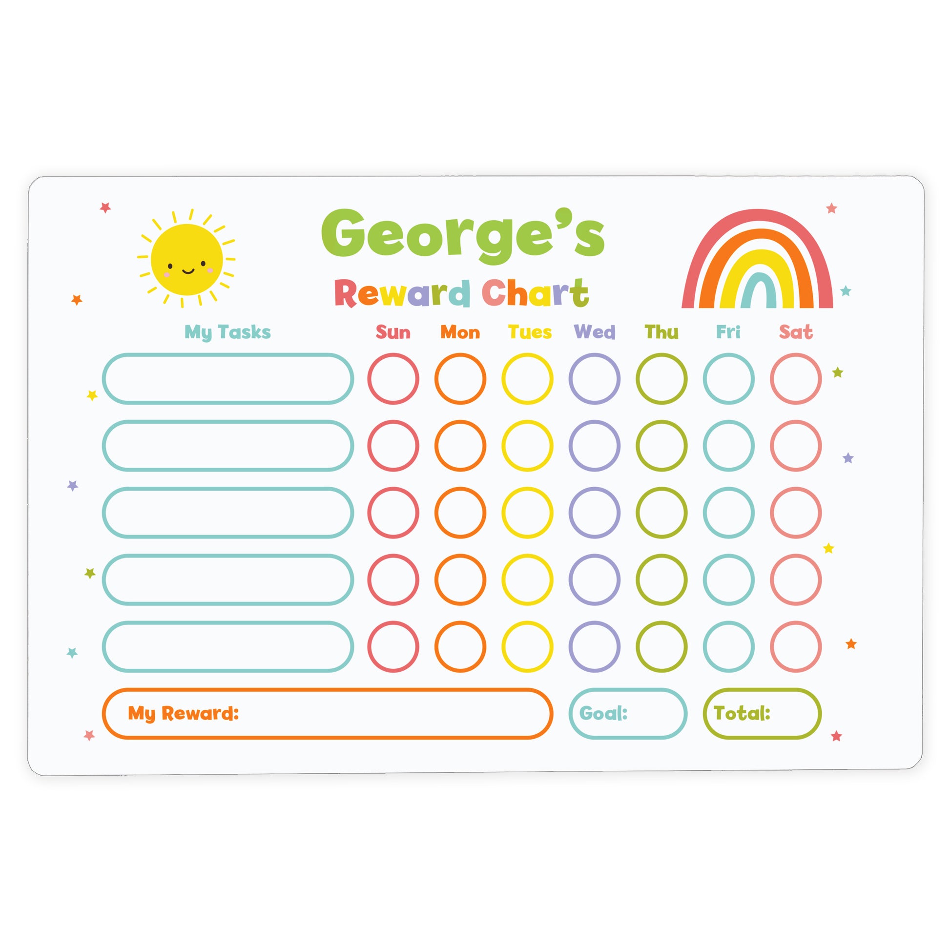 Personalised Rewards Chart & Dry Wipe Pen - MK&JD Gifts