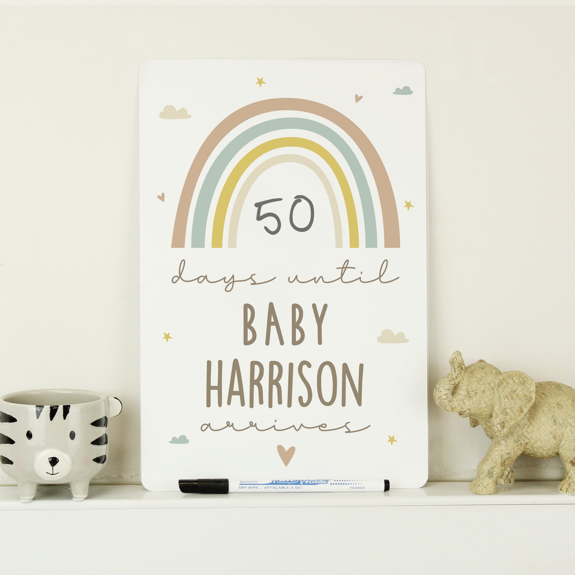 Personalised Baby Countdown Sign & Dry Wipe Pen - MK&JD Gifts