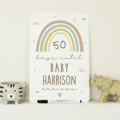 Personalised Baby Countdown Sign & Dry Wipe Pen - MK&JD Gifts