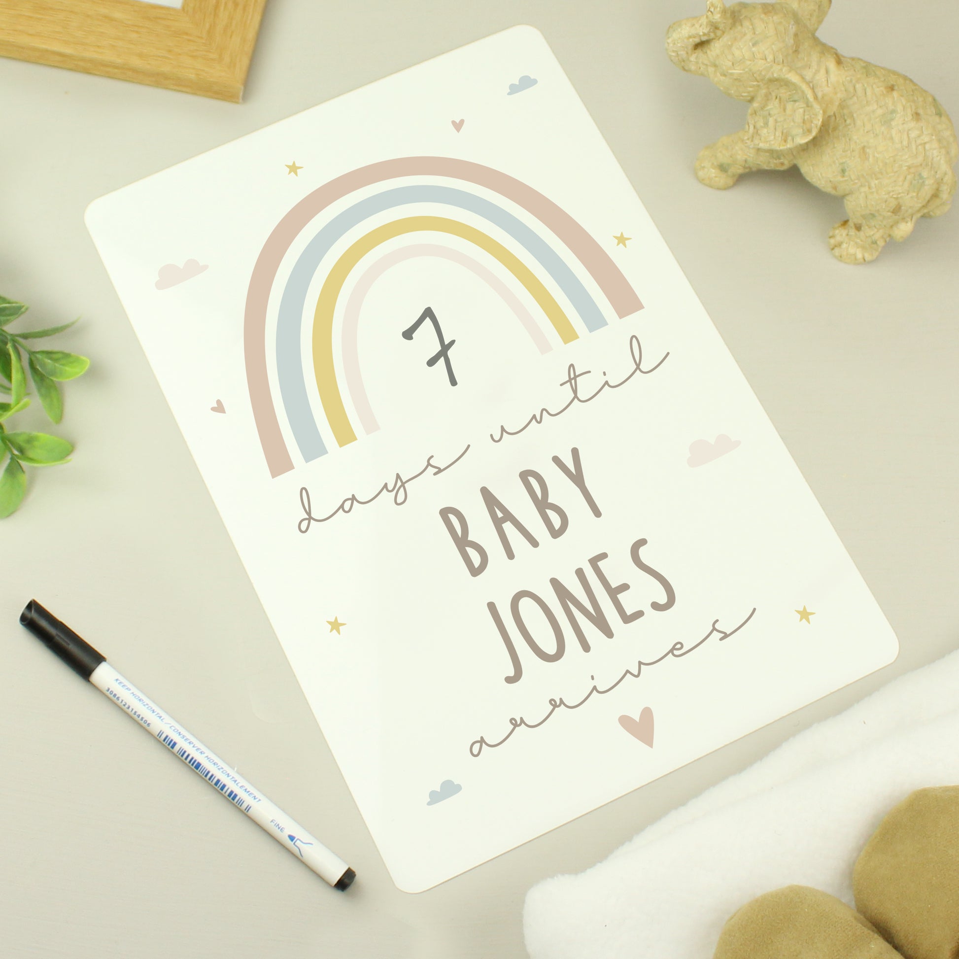 Personalised Baby Countdown Sign & Dry Wipe Pen - MK&JD Gifts