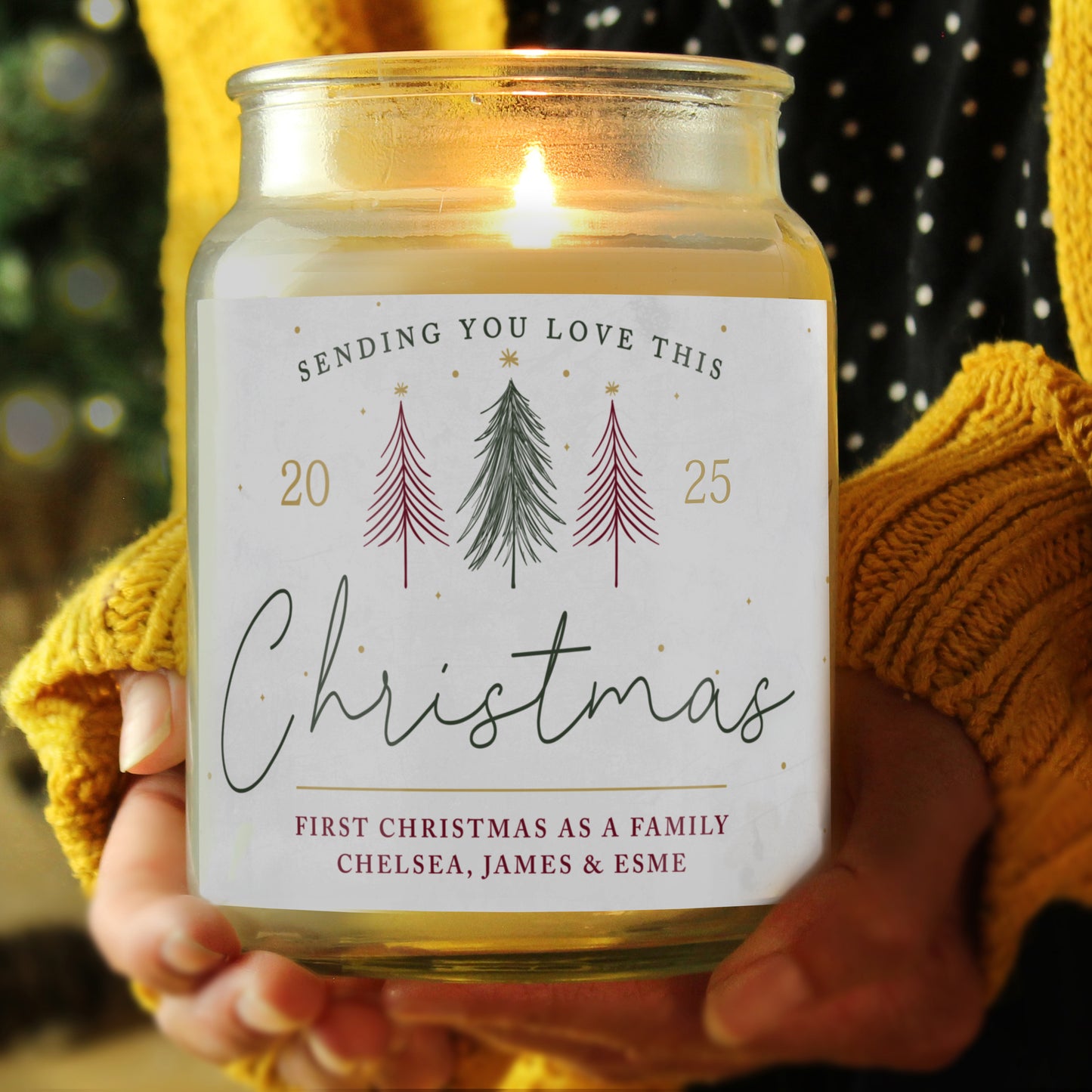 Personalised Sending You Love Christmas Large Scented Jar Candle - MK&JD Gifts