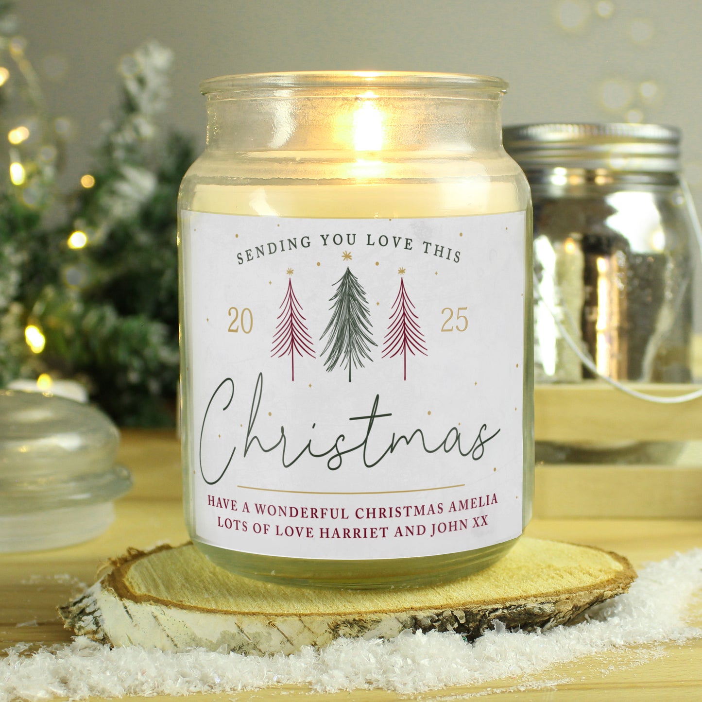Personalised Sending You Love Christmas Large Scented Jar Candle - MK&JD Gifts