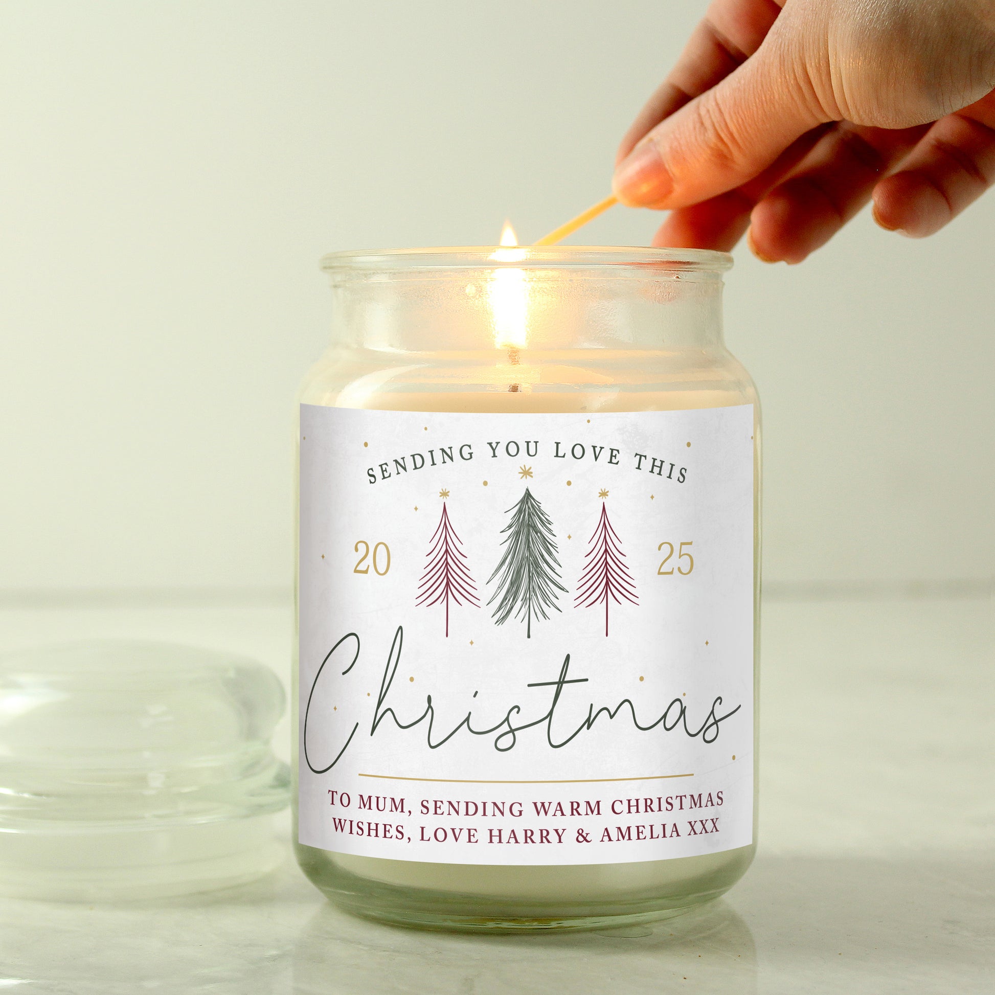 Personalised Sending You Love Christmas Large Scented Jar Candle - MK&JD Gifts