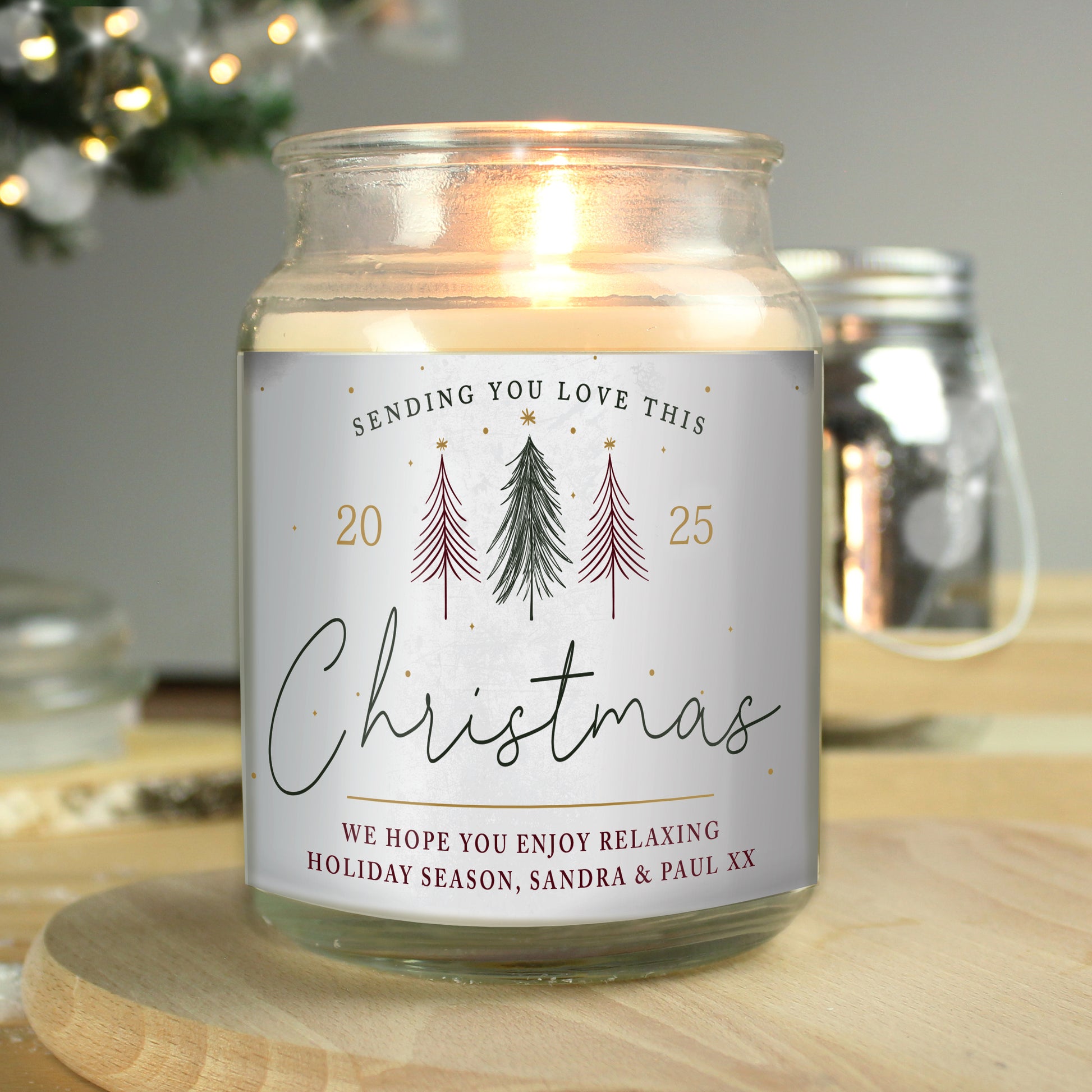 Personalised Sending You Love Christmas Large Scented Jar Candle - MK&JD Gifts