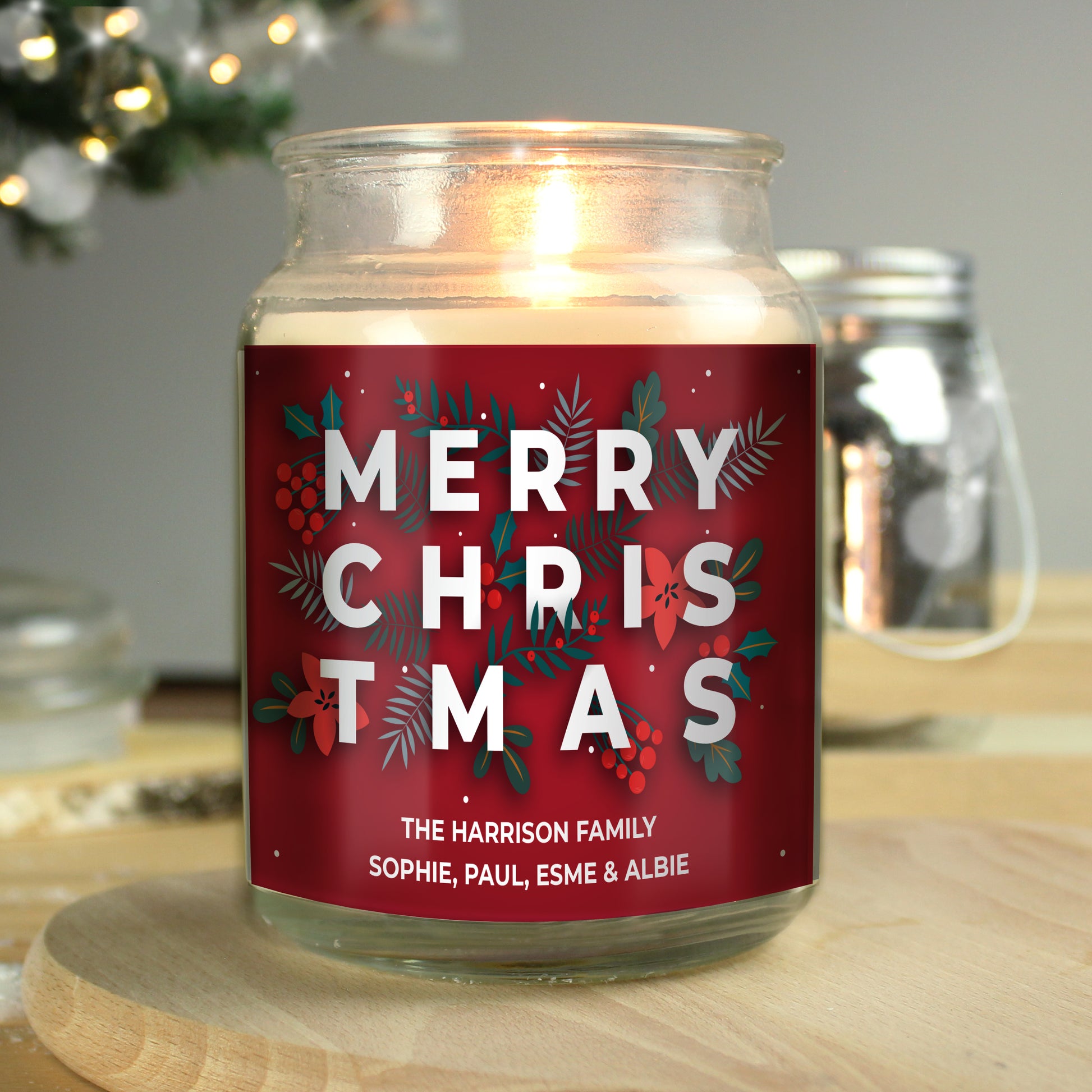 Personalised Christmas Large Scented Jar Candle - MK&JD Gifts