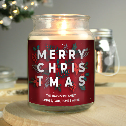 Personalised Christmas Large Scented Jar Candle - MK&JD Gifts