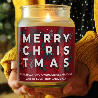 Personalised Christmas Large Scented Jar Candle - MK&JD Gifts