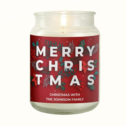 Personalised Christmas Large Scented Jar Candle - MK&JD Gifts