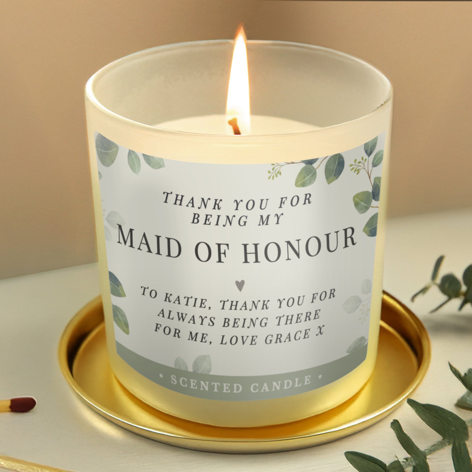 Personalised Botanical Thank You Wedding Party Jar Candle - MK&JD Gifts