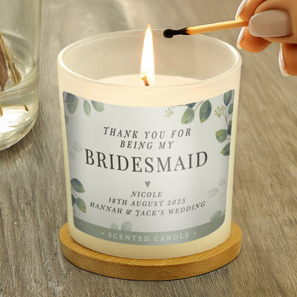 Personalised Botanical Thank You Wedding Party Jar Candle - MK&JD Gifts