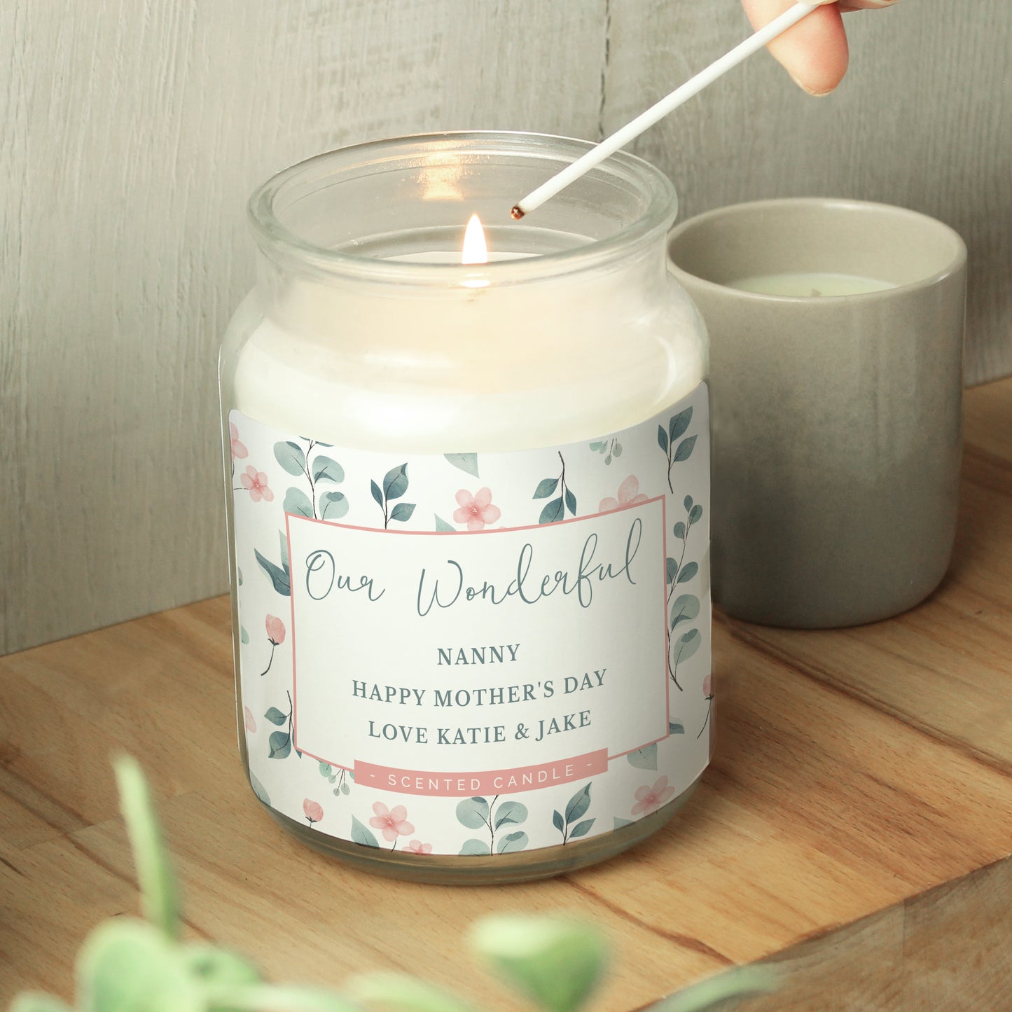 Personalised Floral Large Scented Jar Candle - MK&JD Gifts