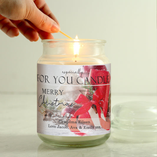 Personalised Merry Christmas Large Scented Jar Candle - MK&JD Gifts