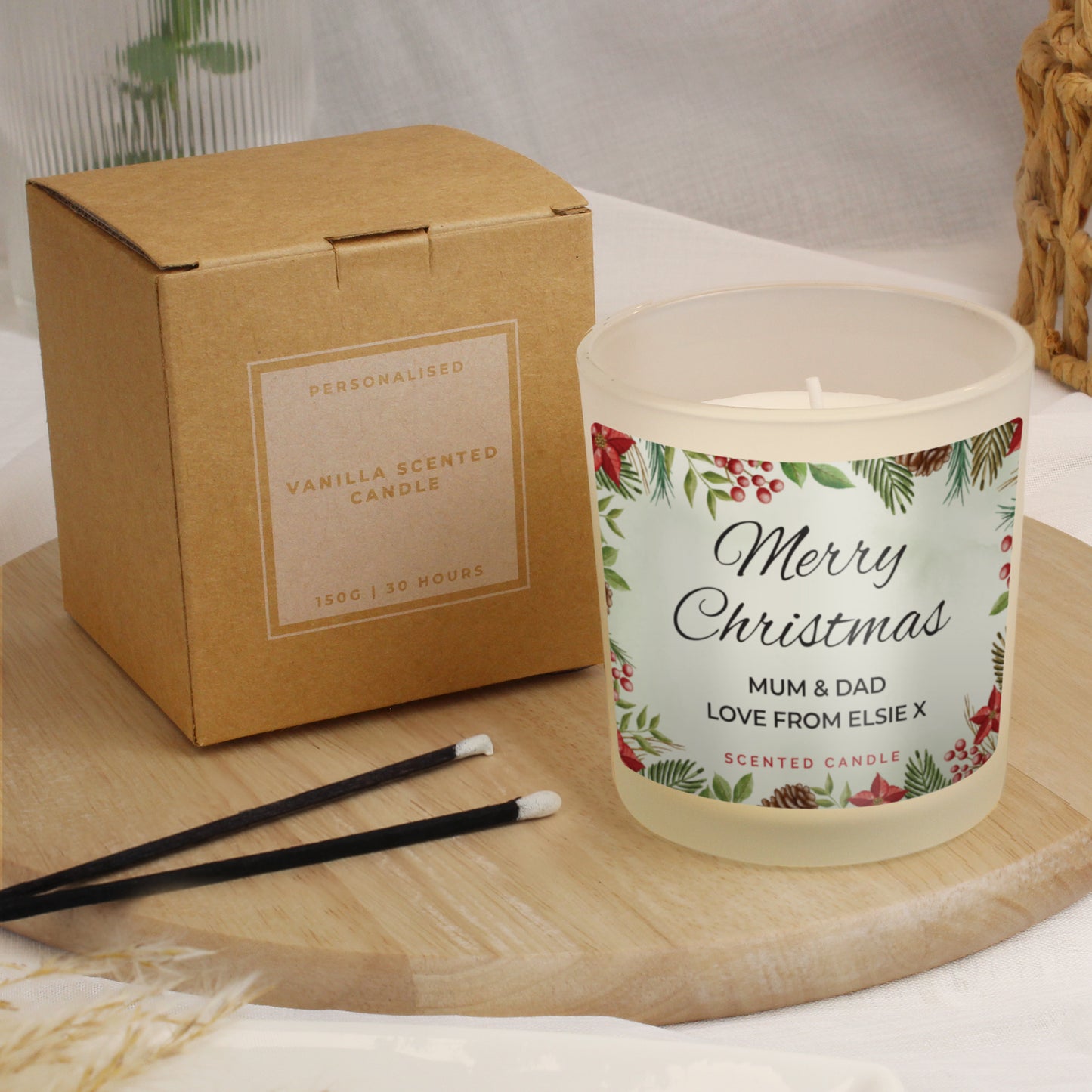 Personalised Christmas Scented Jar Candle - MK&JD Gifts