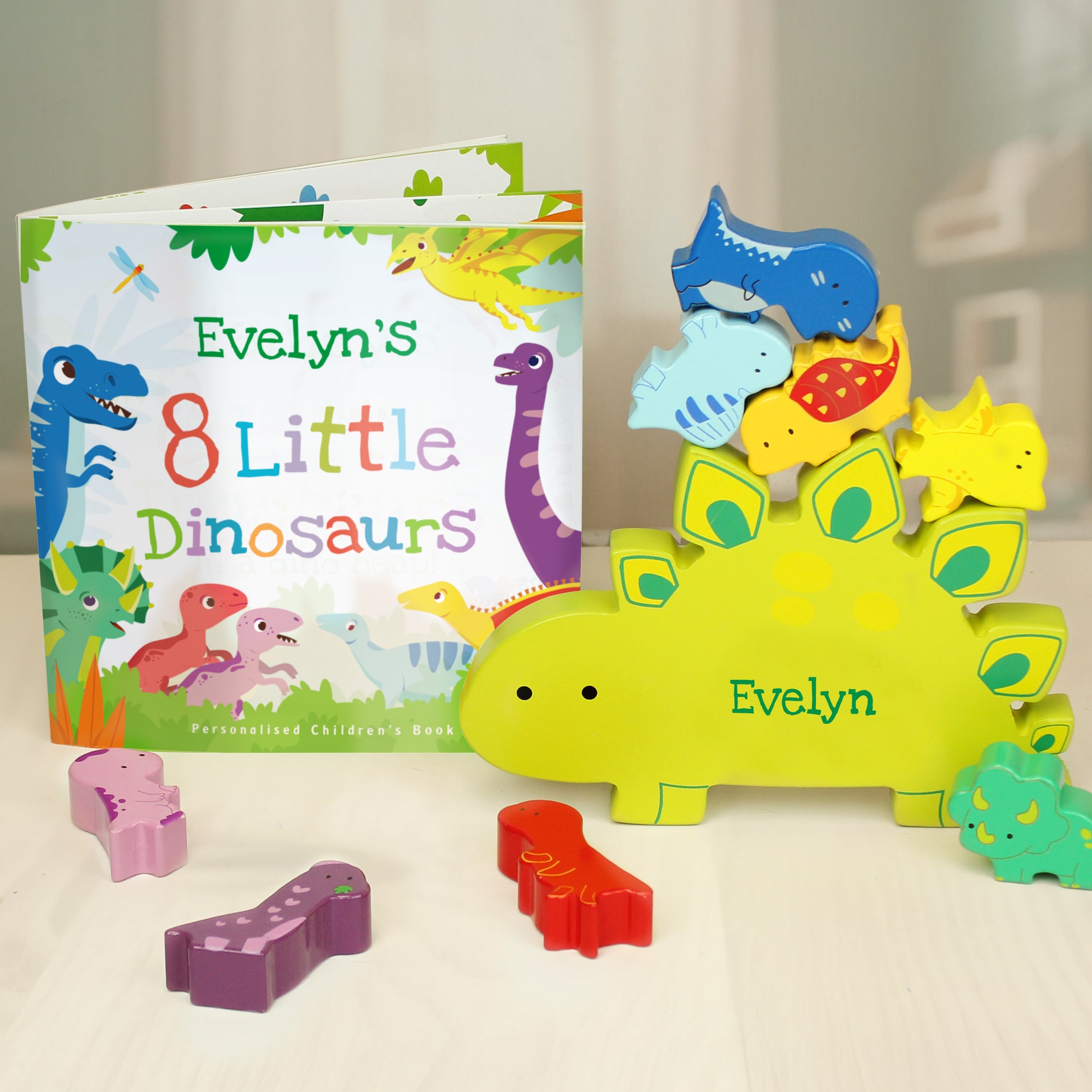 Personalised Dinosaur Book & Stacking Toy - MK&JD Gifts