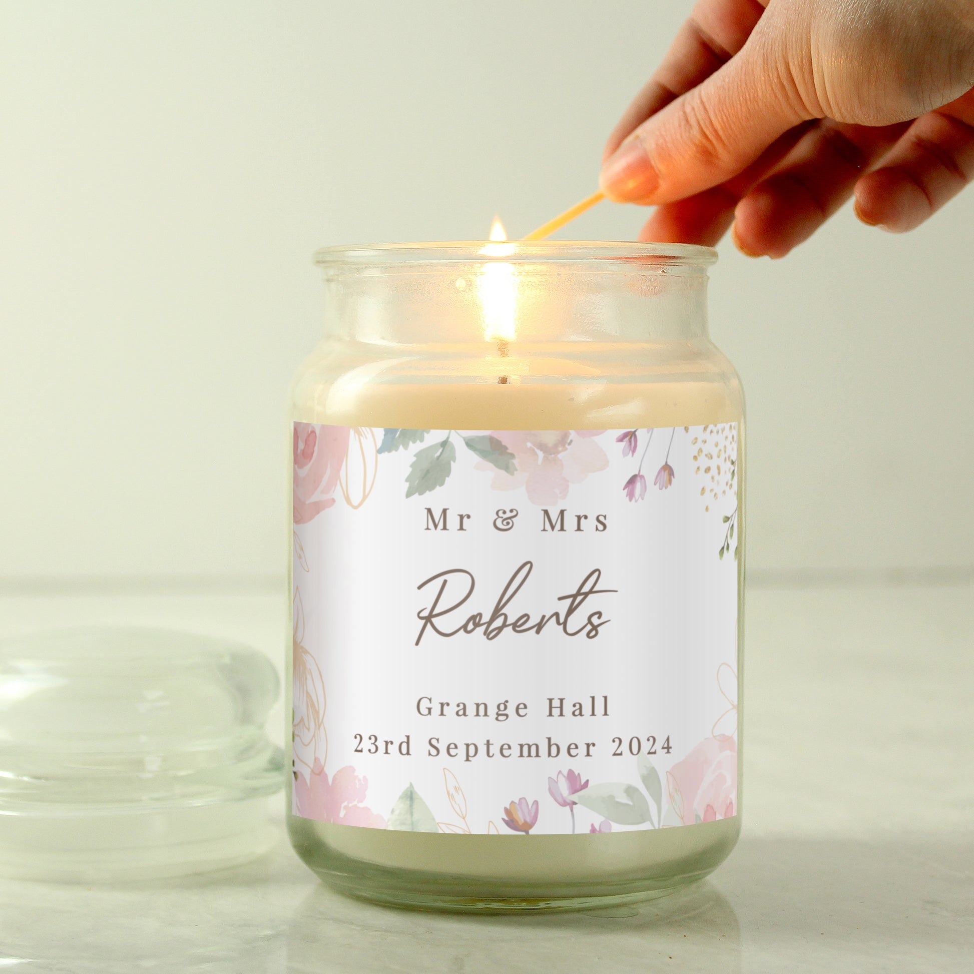 Personalised Wedding Large Candle Jar - MK&JD Gifts