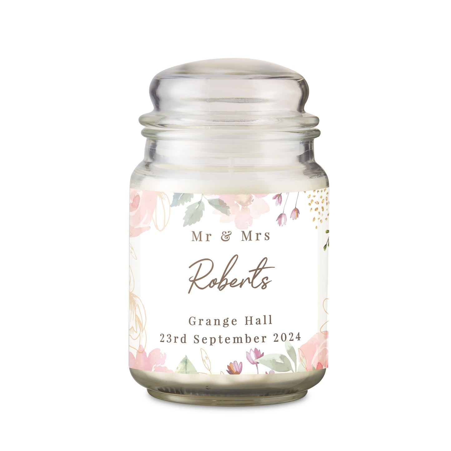 Personalised Wedding Large Candle Jar - MK&JD Gifts