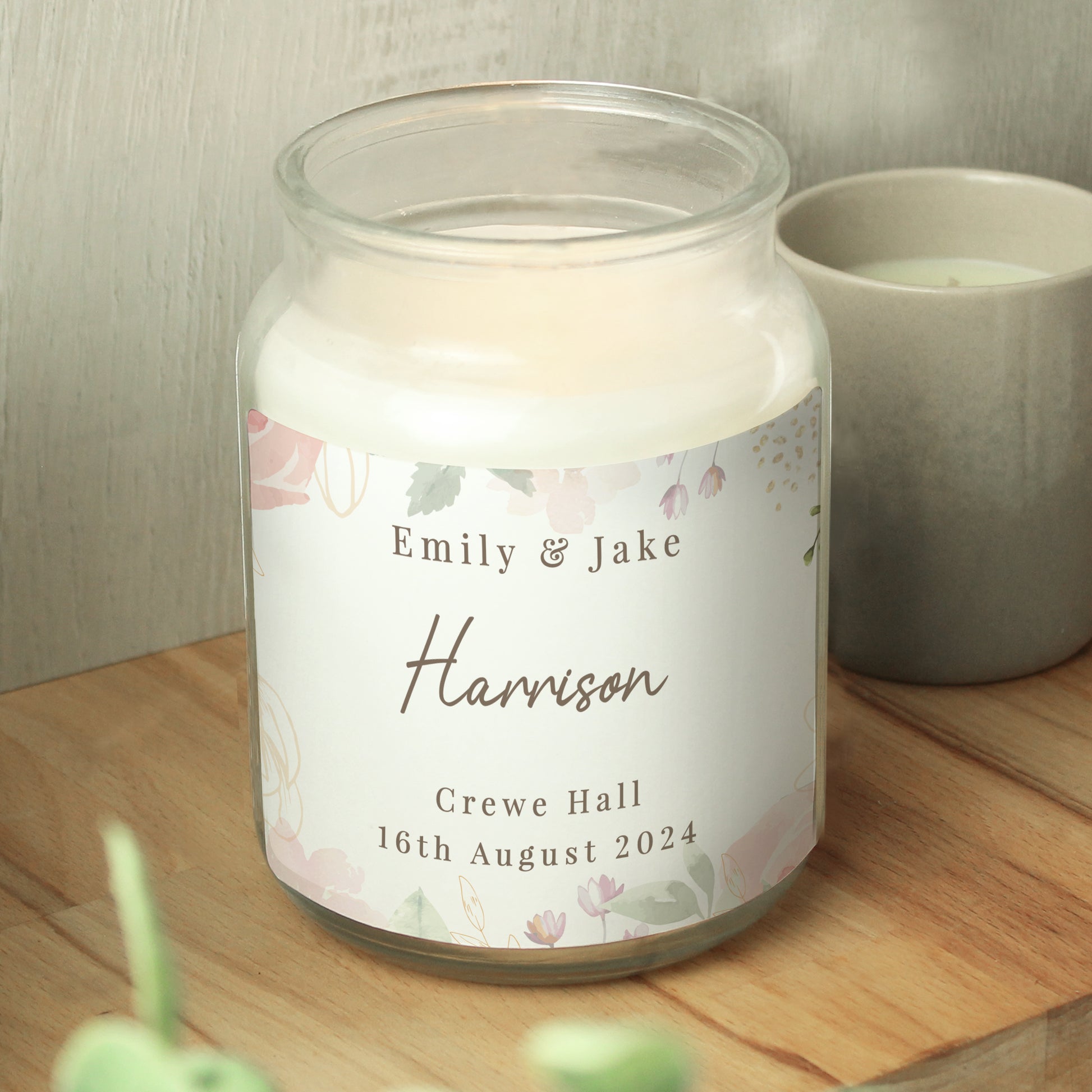 Personalised Wedding Large Candle Jar - MK&JD Gifts