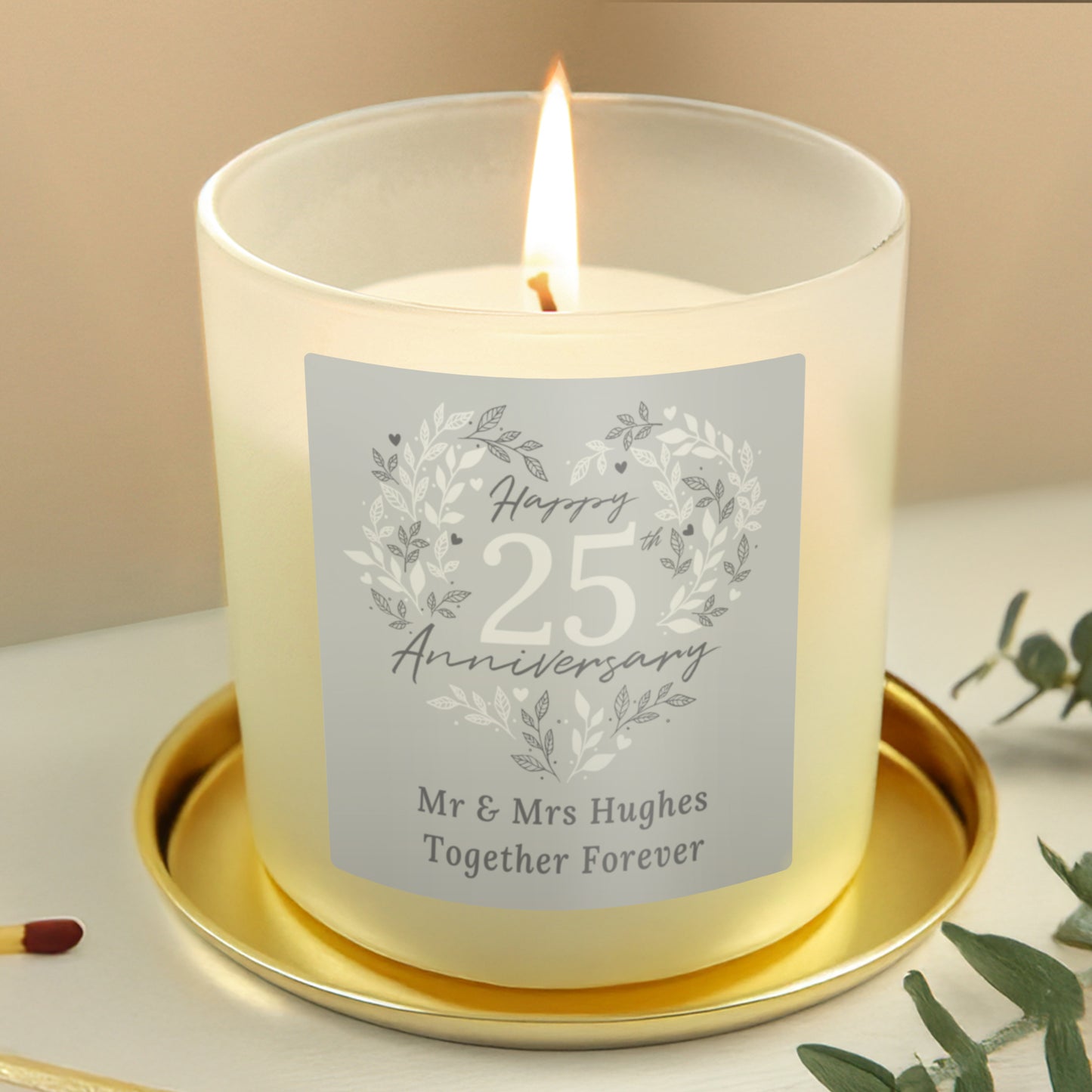Personalised 25th Silver Wedding Anniversary Candle Jar - MK&JD Gifts