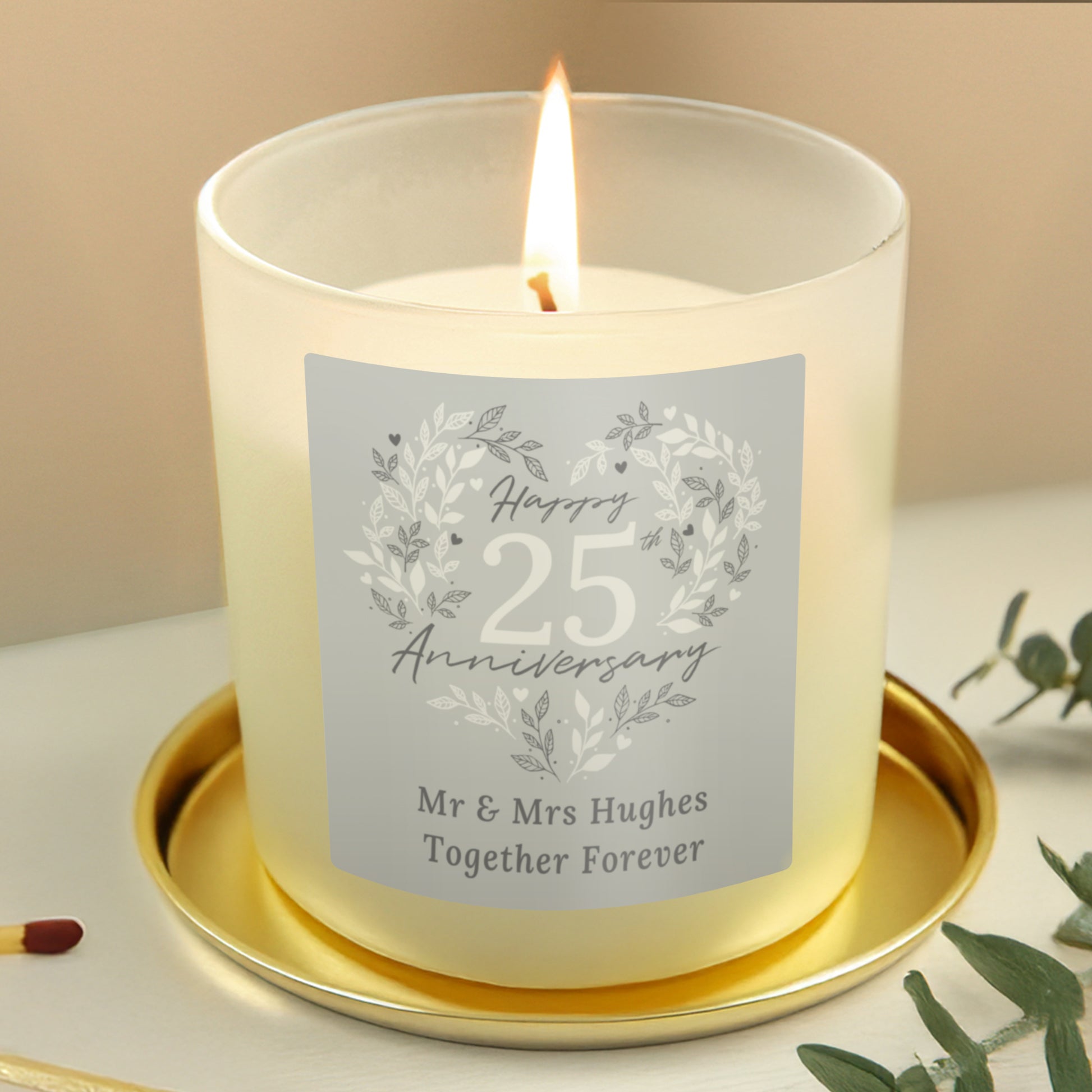 Personalised 25th Silver Wedding Anniversary Candle Jar - MK&JD Gifts