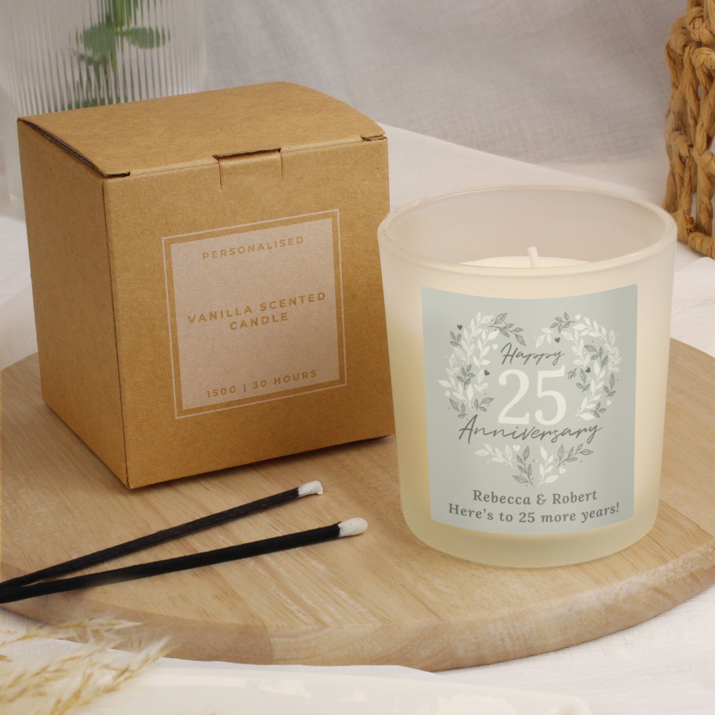 Personalised 25th Silver Wedding Anniversary Candle Jar - MK&JD Gifts