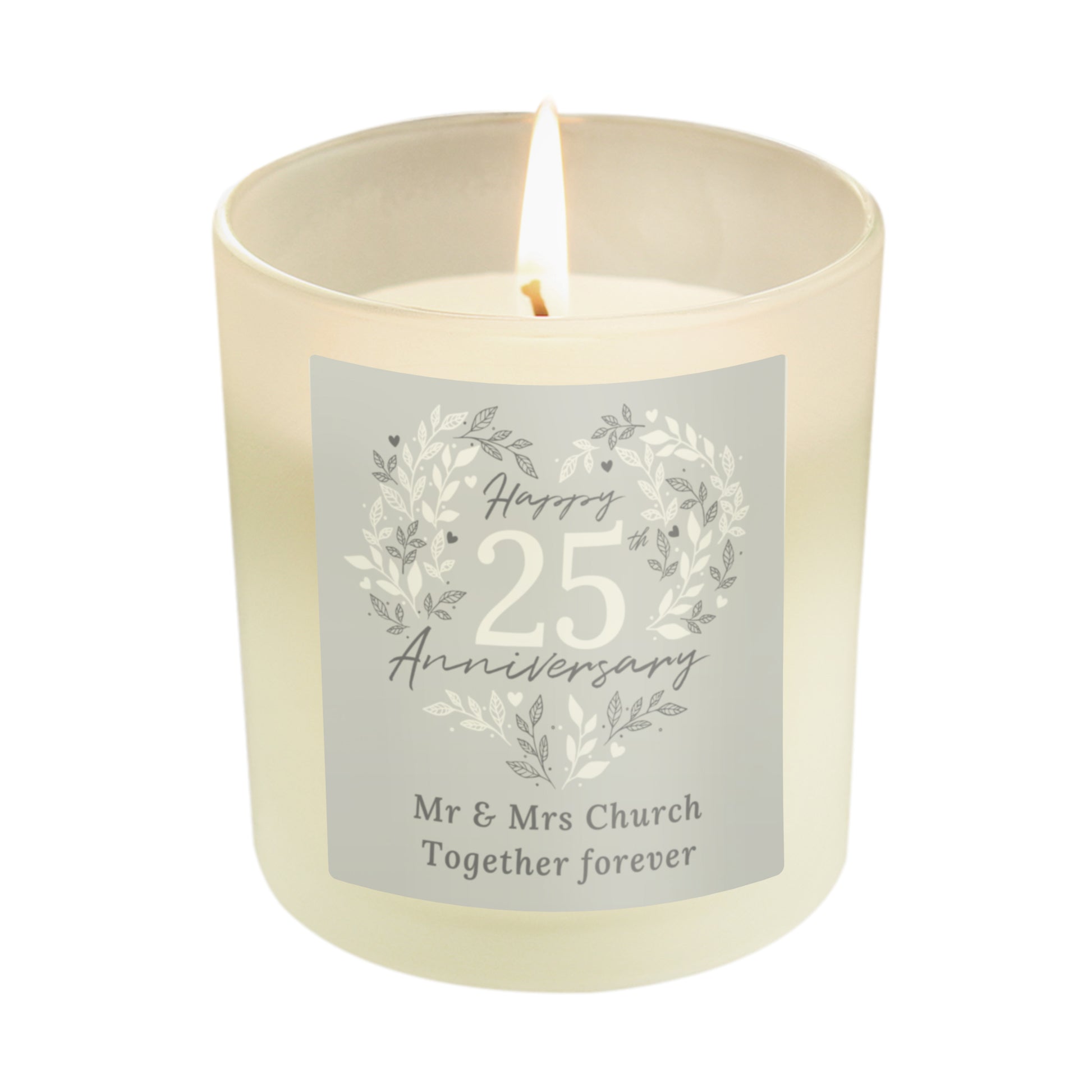 Personalised 25th Silver Wedding Anniversary Candle Jar - MK&JD Gifts