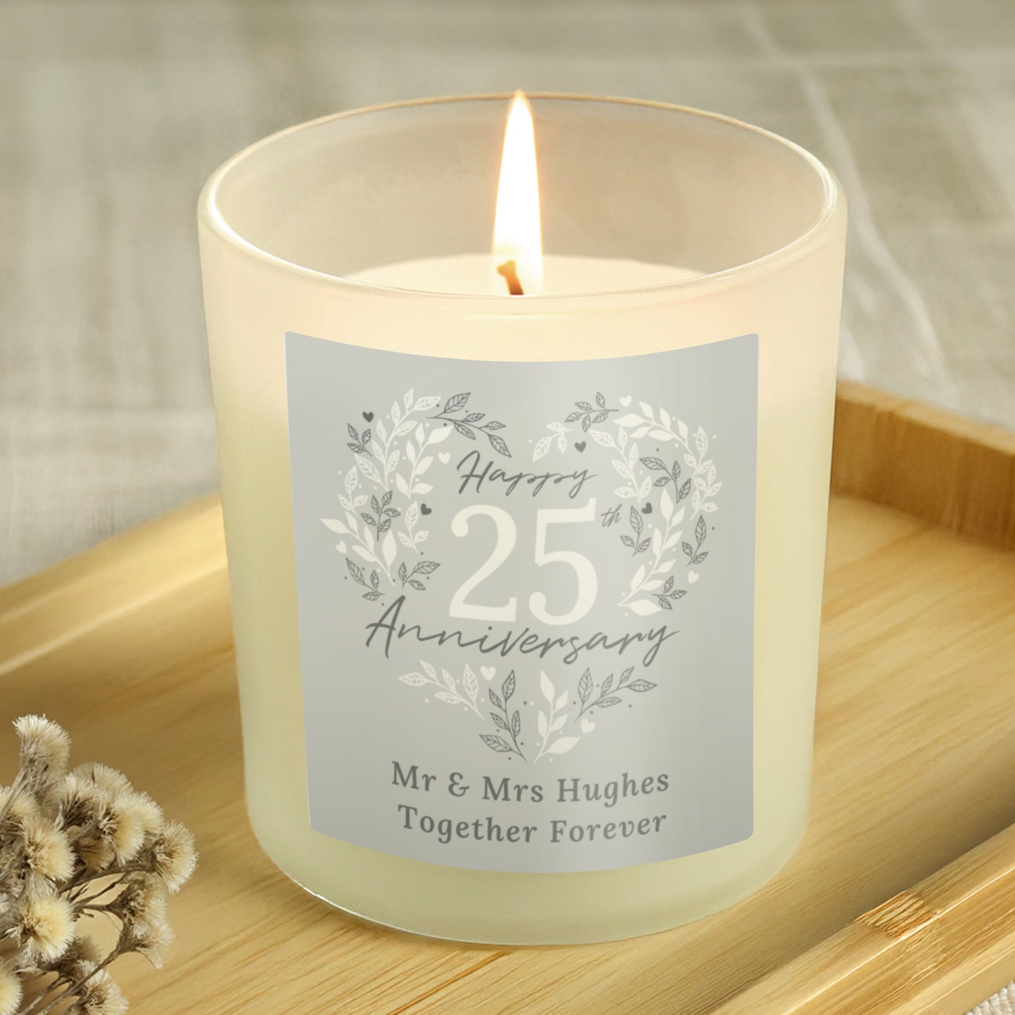 Personalised 25th Silver Wedding Anniversary Candle Jar - MK&JD Gifts