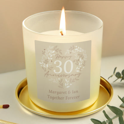 Personalised 30th Pearl Wedding Anniversary Candle Jar - MK&JD Gifts