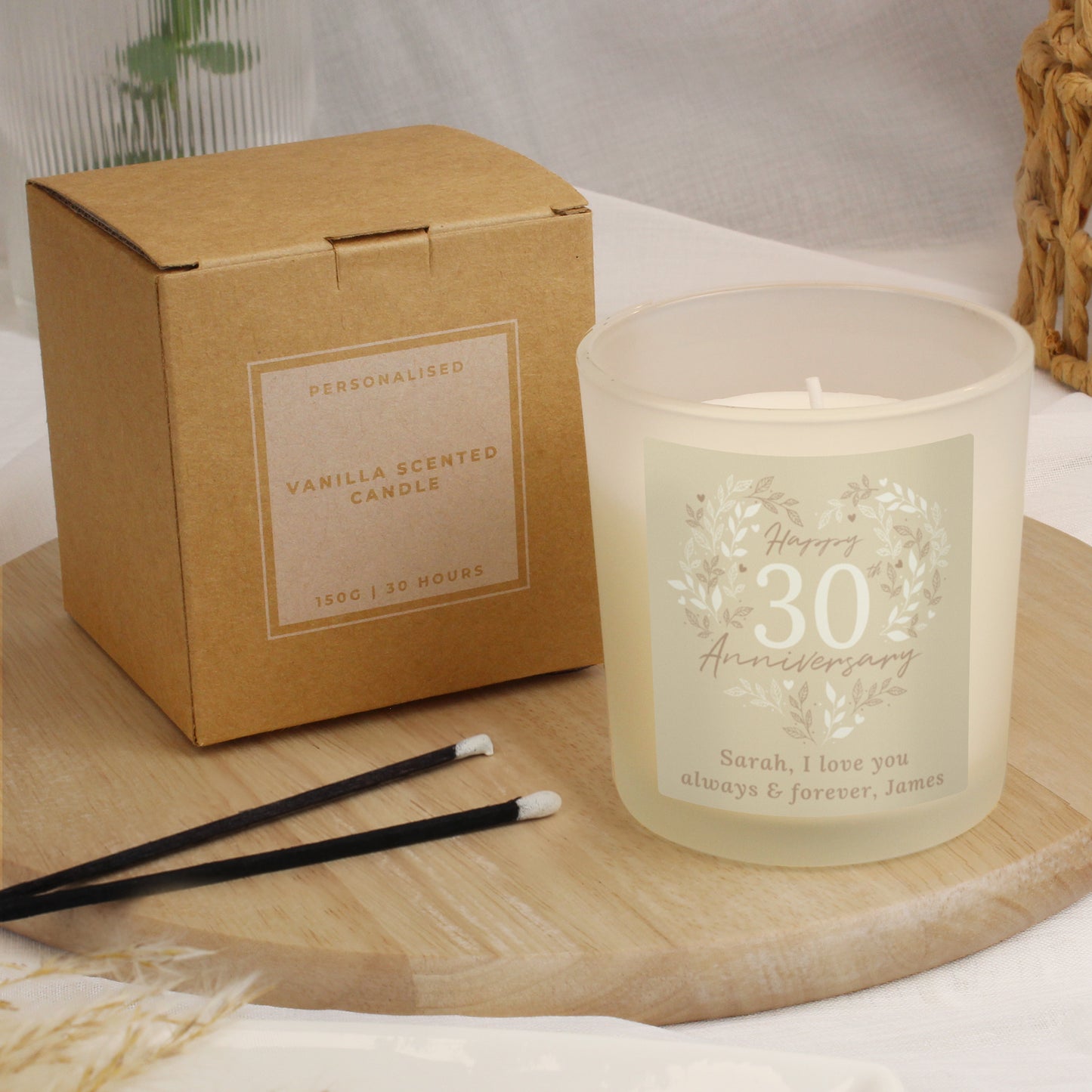 Personalised 30th Pearl Wedding Anniversary Candle Jar - MK&JD Gifts