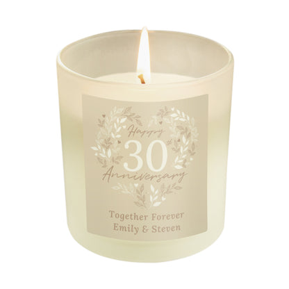 Personalised 30th Pearl Wedding Anniversary Candle Jar - MK&JD Gifts