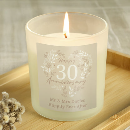 Personalised 30th Pearl Wedding Anniversary Candle Jar - MK&JD Gifts