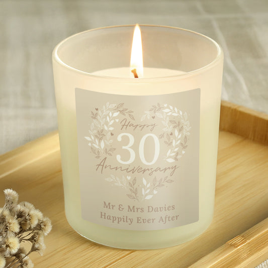Personalised 30th Pearl Wedding Anniversary Candle Jar - MK&JD Gifts
